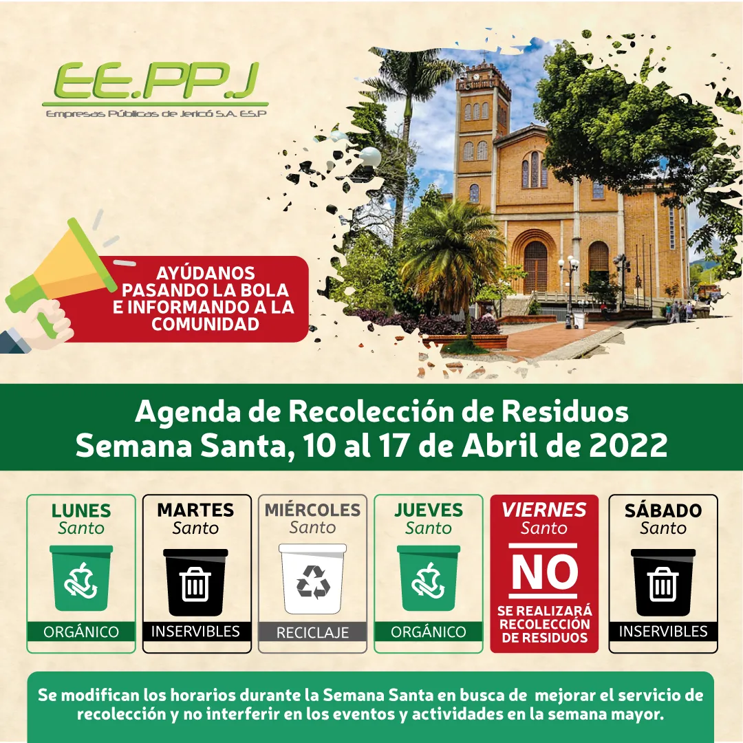 Agenda de Recolección para Semana Santa 2022